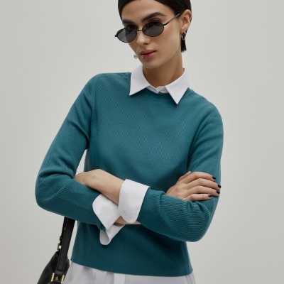 Camisola malha canelada de lã Decenio