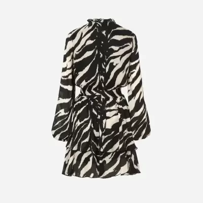 Vestido estampado com mini folho na gola Scripta