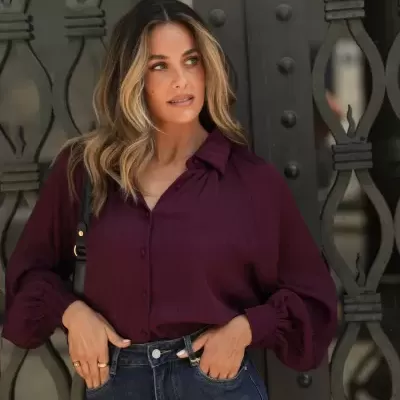 Blusa Fluida em Tecido Texturado Spaccio