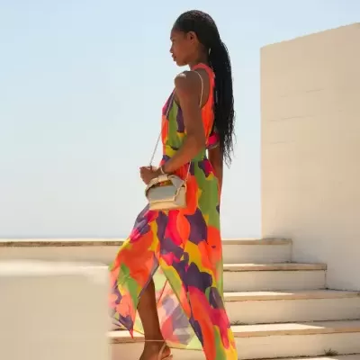 Vestido comprido estampado Spaccio