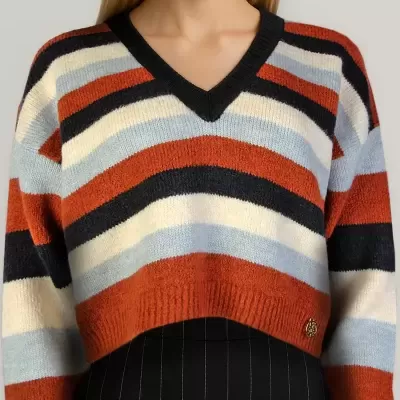 Camisola Cropped às Riscas Sahoco