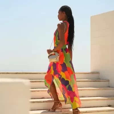 Vestido comprido estampado Spaccio