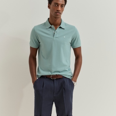 Polo de manga curta slim fit em algodão Lion of Porches