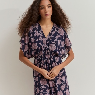 Vestido com manga morcego curta Lion of Porches