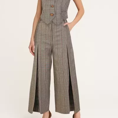 Colete em padrão Príncipe de Gales com botões Sahoco