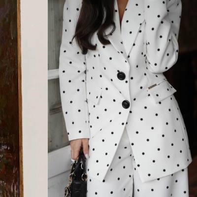 Blazer Citado com Estampado às Bolas Sahoco