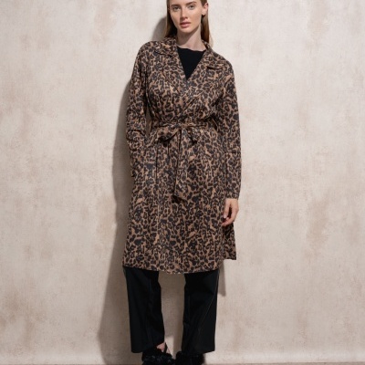 Trench coat com estampa animal SMF
