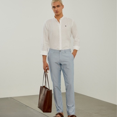 Calças chino slim fit padrão de riscas Lion of Porches