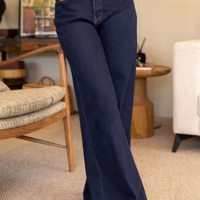 Jeans wide leg em algodão Ferrache