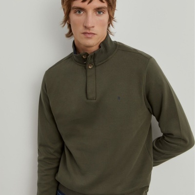 Sweater de algodão com botões e meio fecho Lion of Porches