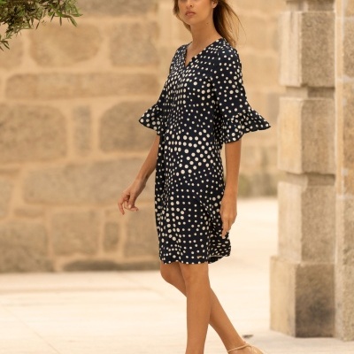 Vestido estampado às bolinhas Ferrache