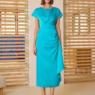 VESTIDO MIDI COM PREGAS Carla Ruiz