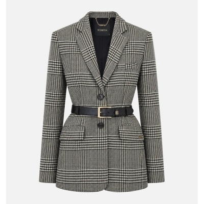 Blazer xadrez pied-de-poule com cinto Scripta