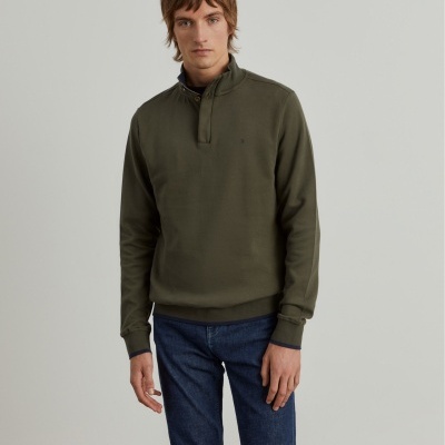 Sweater de algodão com botões e meio fecho Lion of Porches