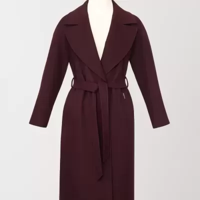 Casaco Comprido com Gola Ampla e Cinto Sahoco