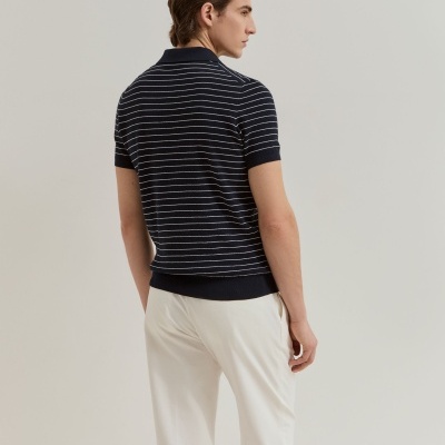 Polo às riscas em malha de algodão Lion of Porches