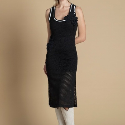 Vestido de malha midi com pormenor floral Sahoco