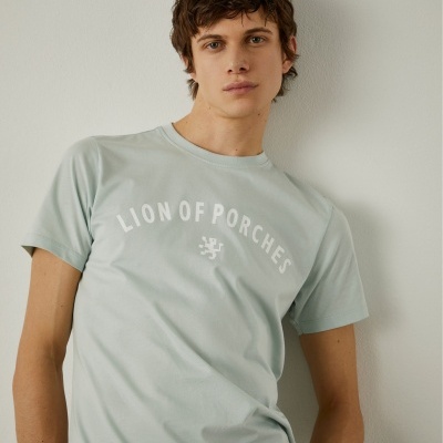 T-shirt de algodão com logotipo no peito Lion of Porches