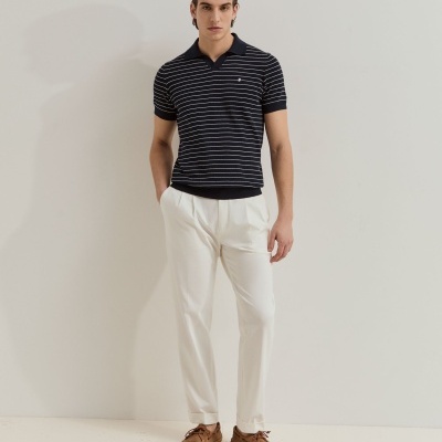 Polo às riscas em malha de algodão Lion of Porches