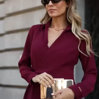 Vestido midi com golas em aba Scripta