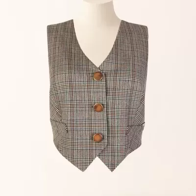 Colete em padrão Príncipe de Gales com botões Sahoco