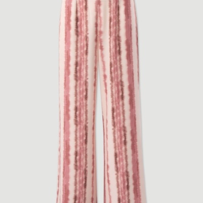 Calça Fluida Estampada de Cintura Subida Ferrache
