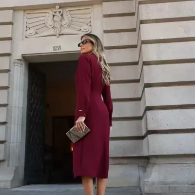 Vestido midi com golas em aba Scripta