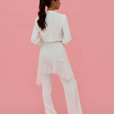 Blazer em tecido e renda Scripta