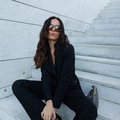 Calça comprida em tecido às riscas Scripta