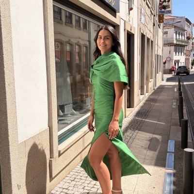 Vestido longo tafetan Moncho Heredia