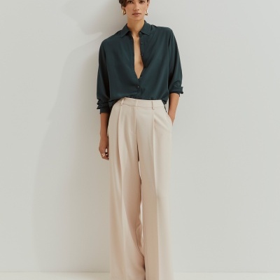 Camisa de cor sólida em rayon Lion of Porches