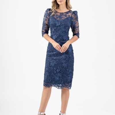 Vestido tule bordado Midi Moncho Heredia