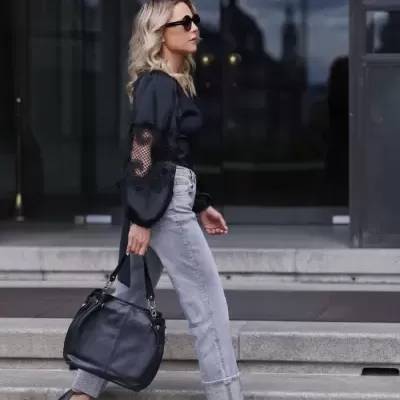 Jeans com Dobra Strass brilhantes Spaccio