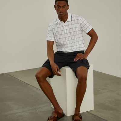 Polo slim fit com padrão quadrados Lion of Porches