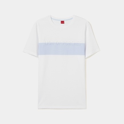 T-shirt 100% algodão com barra em contraste Lion of Porches