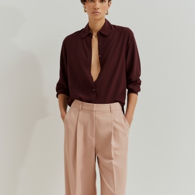 Camisa de cor sólida em rayon Lion of Porches