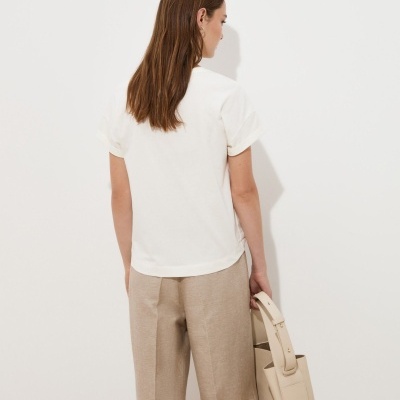 T-shirt em algodão com bordados florais Decenio