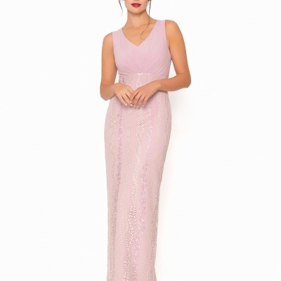 Vestido longo Bordado com capa Moncho Heredia