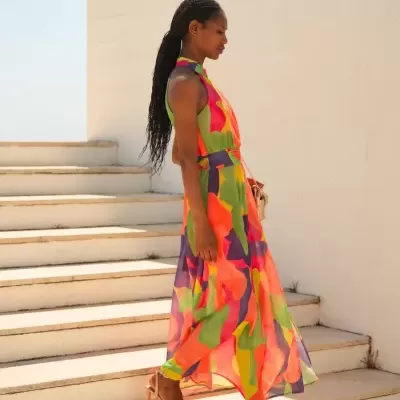 Vestido comprido estampado Spaccio