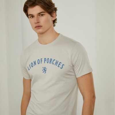 T-shirt de algodão com logotipo no peito Lion of Porches