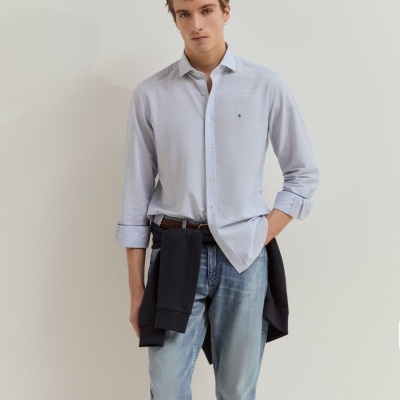 Camisa slim fit de algodão às riscas Lion of Porches