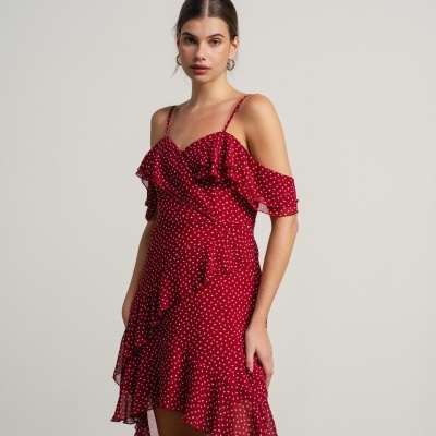 Vestido curto de corte fluido as bolinhas SMF