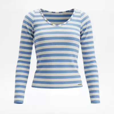 Top às Riscas com Botões no Decote Sahoco