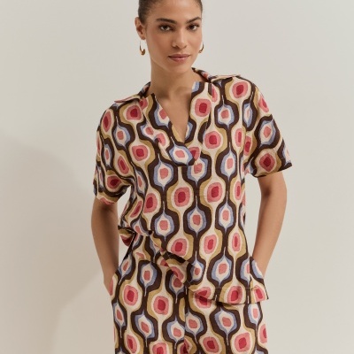 Blusa de manga curta com estampado geométrico Lion of Porches