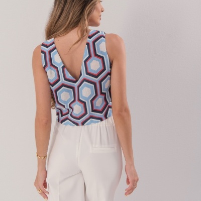 Top curto estampado geométrico Ferrache