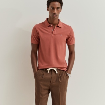 Polo de manga curta slim fit em algodão Lion of Porches