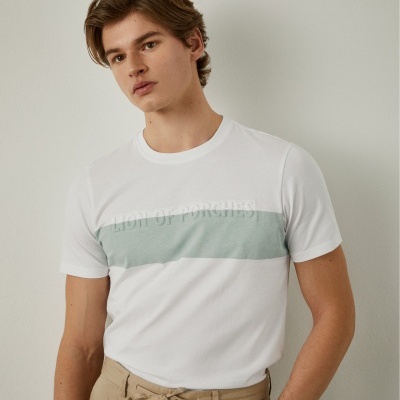 T-shirt 100% algodão com barra em contraste Lion of Porches