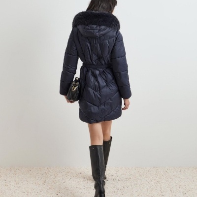 Blusão Acolchoado Comprido com Capuz removível Decenio