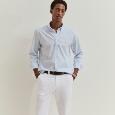 Camisa slim fit em algodão às riscas Lion of Porches