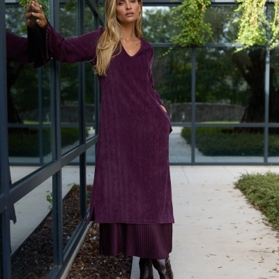 Vestido 2 em 1 plissado no fundo Swallow